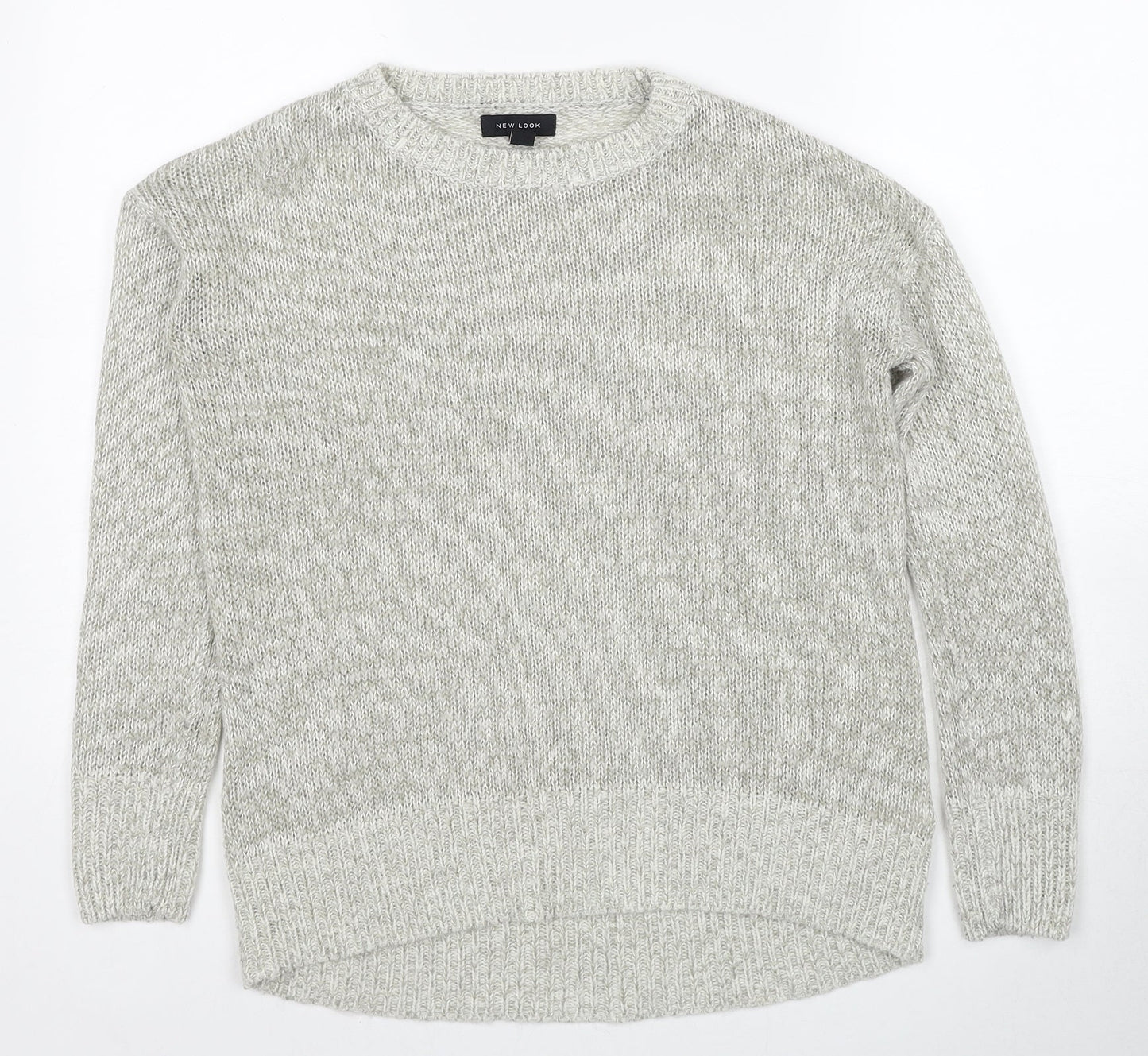 New Look Womens Grey Round Neck Acrylic Pullover Jumper Size S
