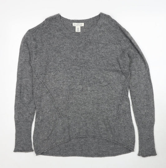 H&M Womens Grey Round Neck Acetate Pullover Jumper Size M