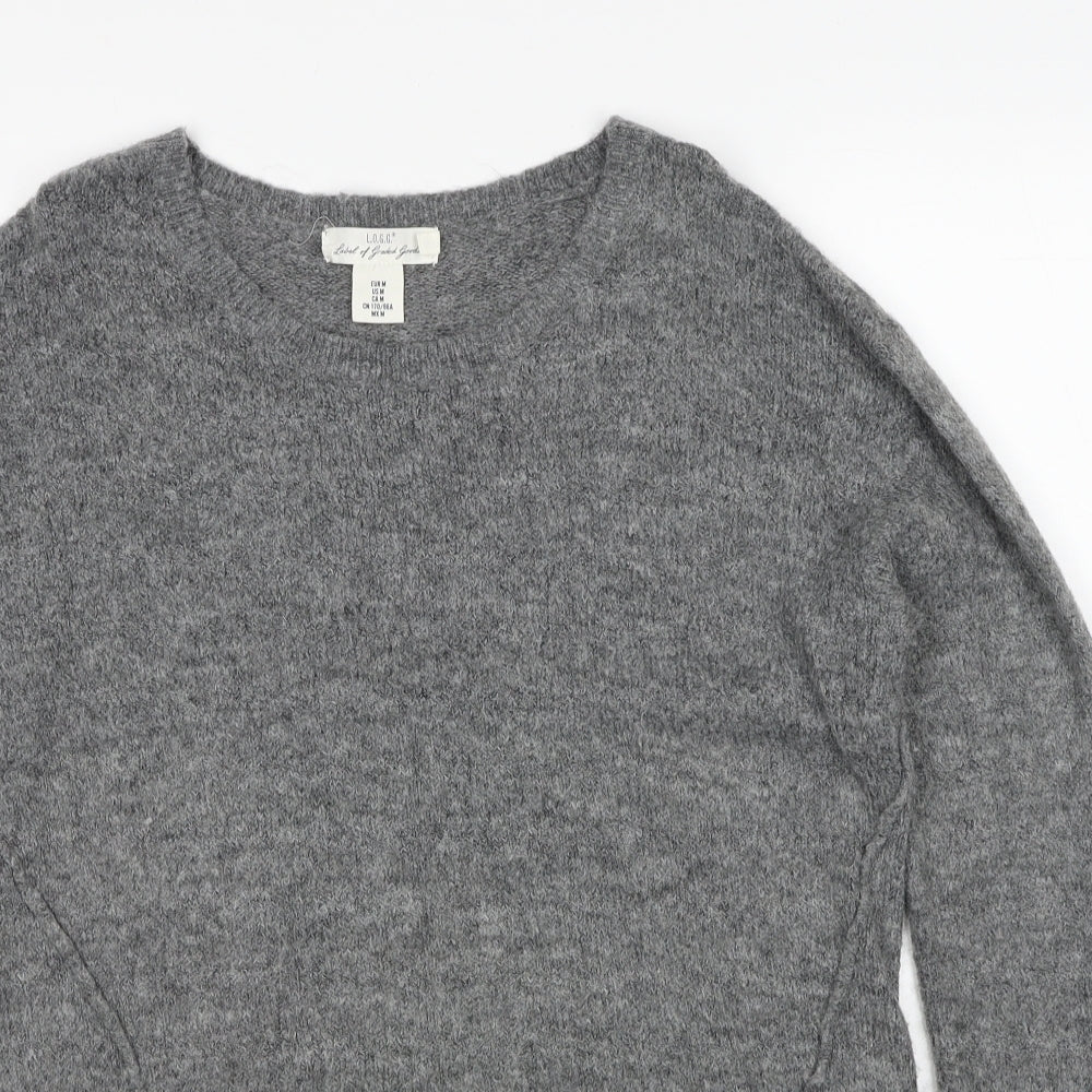 H&M Womens Grey Round Neck Acetate Pullover Jumper Size M