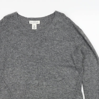 H&M Womens Grey Round Neck Acetate Pullover Jumper Size M