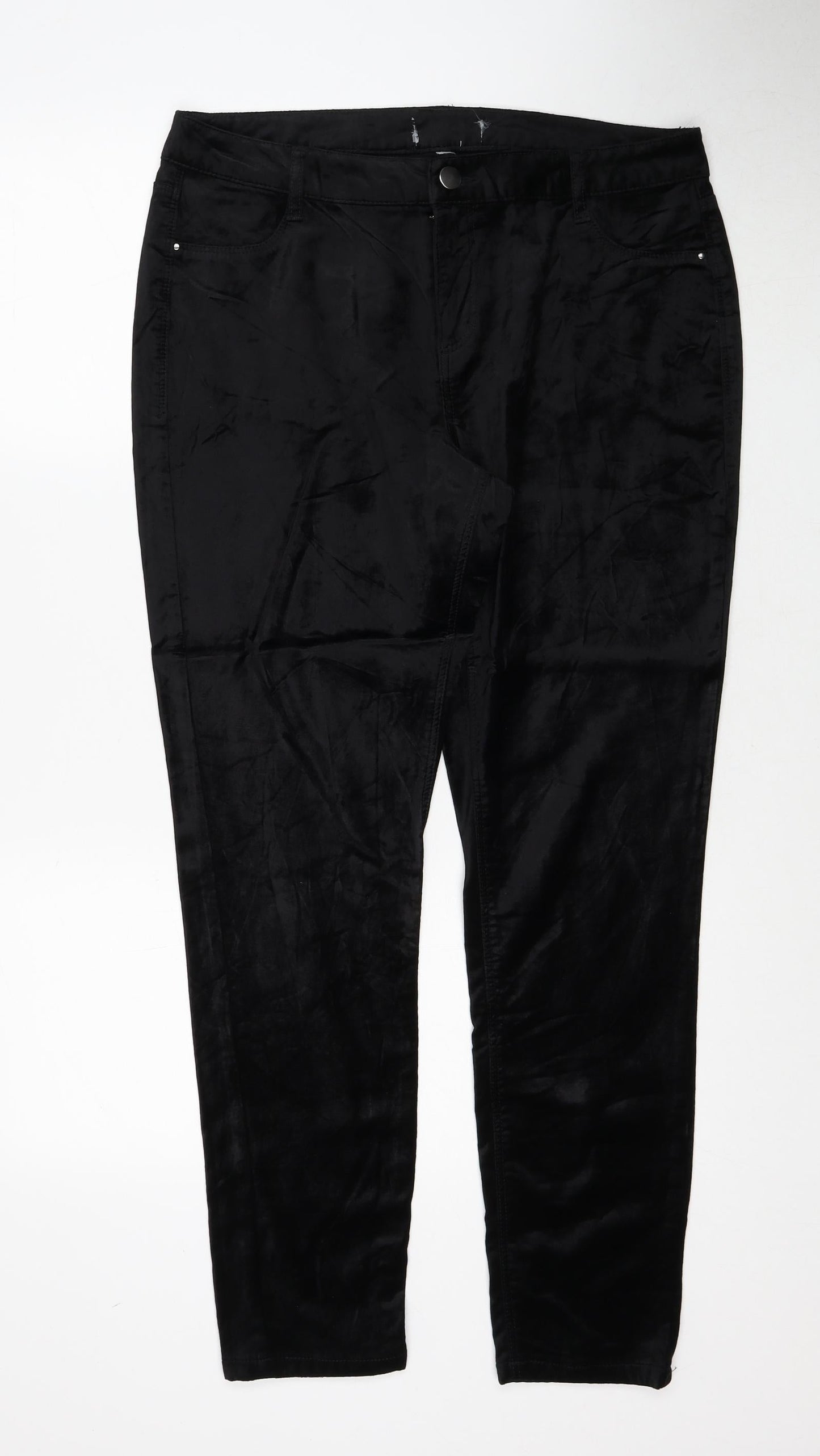 Preworn Womens Black Cotton Trousers Size 34 in Regular Zip