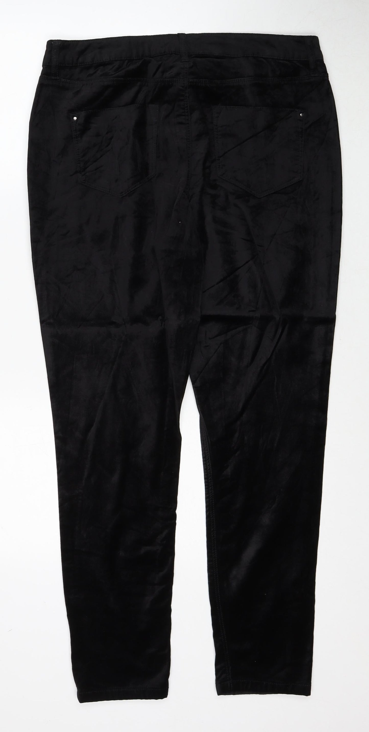 Preworn Womens Black Cotton Trousers Size 34 in Regular Zip