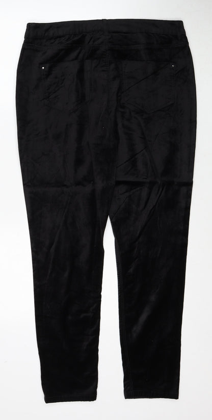 Preworn Womens Black Cotton Trousers Size 34 in Regular Zip