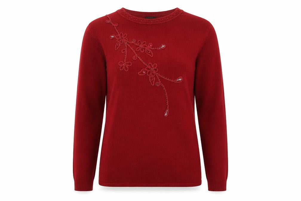 Reflect Womens Red Round Neck Acrylic Pullover Jumper Size L - Size L/XL