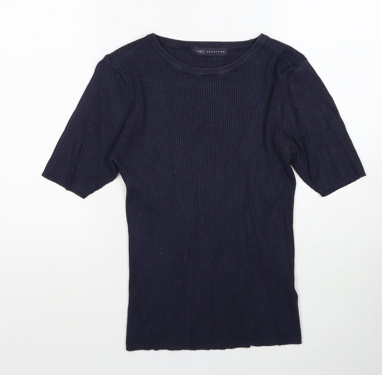 Marks and Spencer Womens Blue Round Neck Viscose Pullover Jumper Size 12