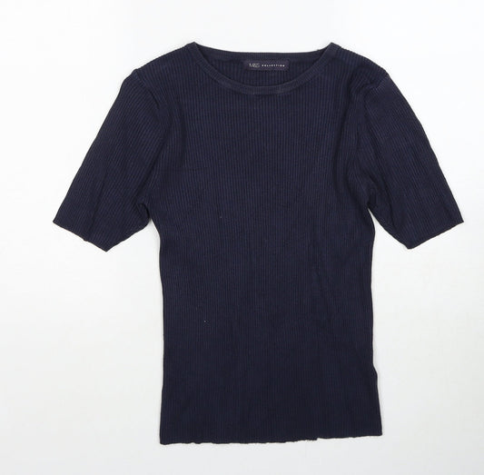 Marks and Spencer Womens Blue Round Neck Viscose Pullover Jumper Size 12