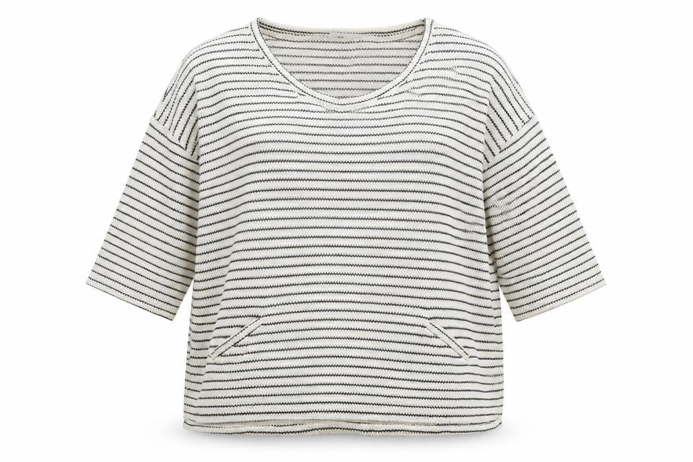 Peacocks Womens White Round Neck Striped Cotton Pullover Jumper Size L