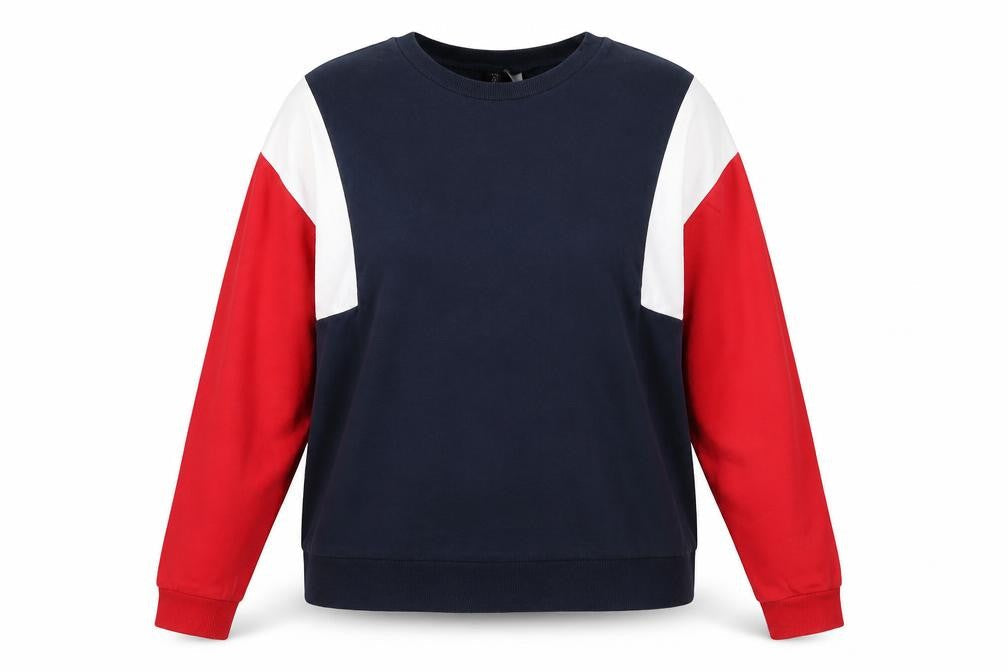Divided Womens Blue Colourblock Cotton Pullover Sweatshirt Size L Pullover