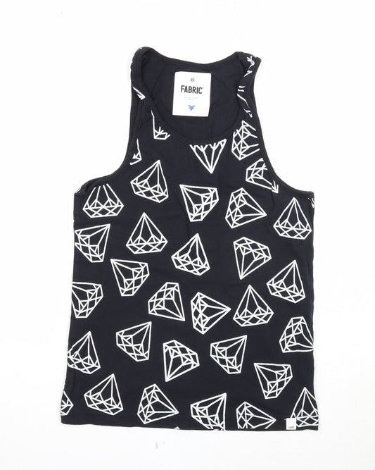 Fabric Womens Blue Geometric Cotton Basic Tank Size XS Round Neck - Diamond Print