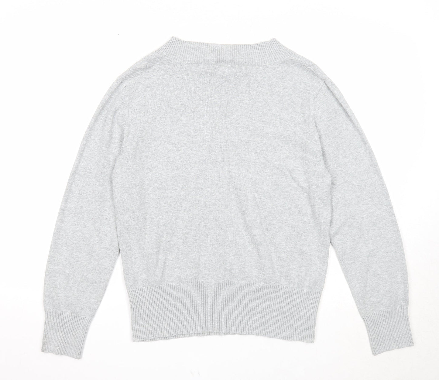 Gap Womens Grey V-Neck Cotton Pullover Jumper Size XL