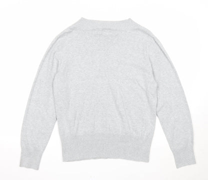 Gap Womens Grey V-Neck Cotton Pullover Jumper Size XL