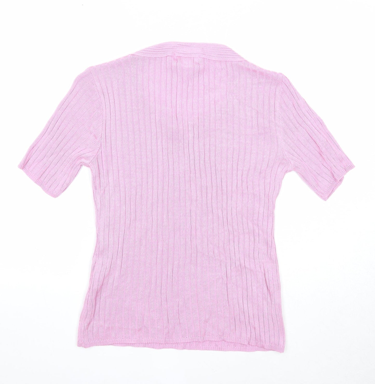 Afibel Womens Pink Scoop Neck Acrylic Pullover Jumper Size 14 - Ribbed