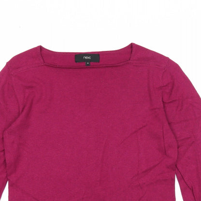 Next Womens Purple Square Neck Cotton Pullover Jumper Size 10