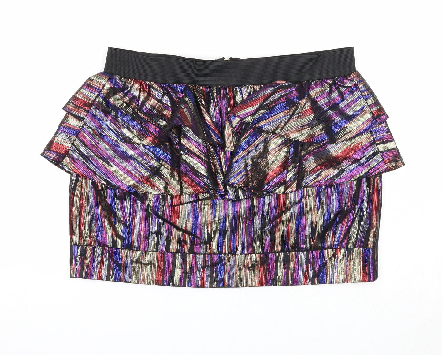 River Island Womens Multicoloured Geometric Polyester Mini Skirt Size 8 Zip