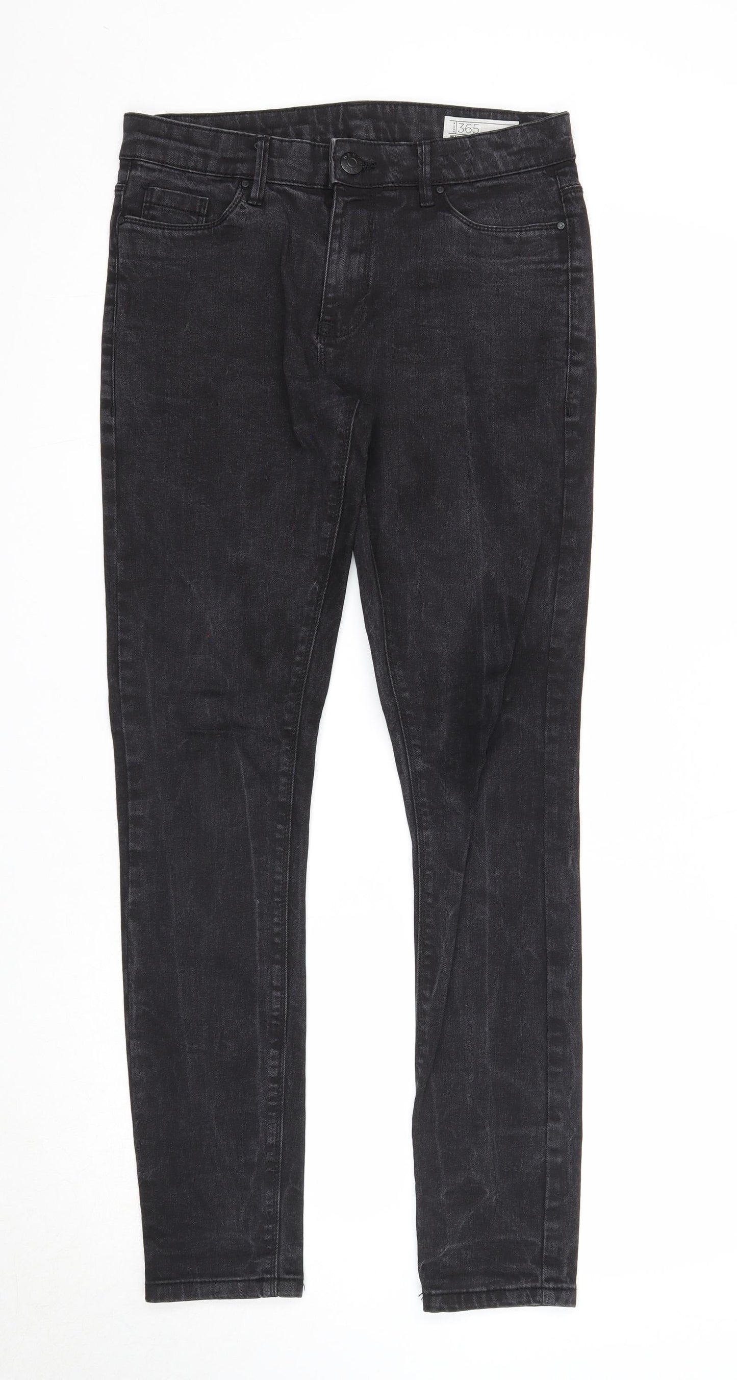 365 Denim Mens Black Cotton Skinny Jeans Size 30 in Regular Zip