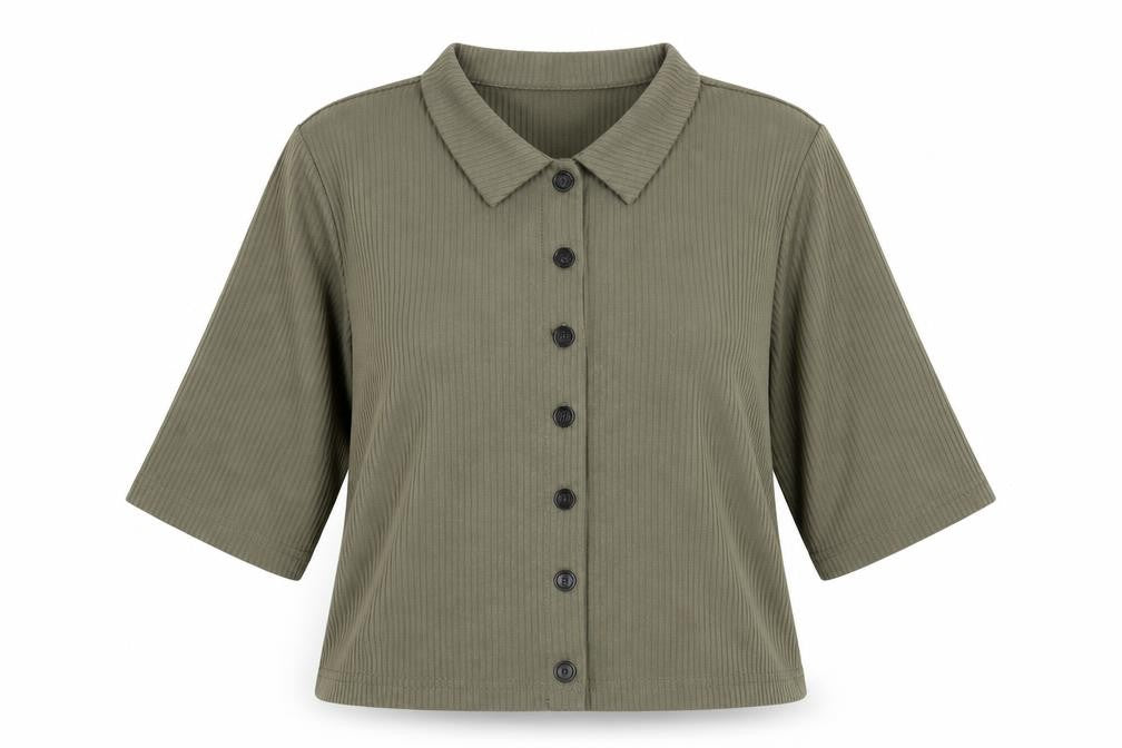 Noisy may Womens Green Polyester Basic Button-Up Size S Collared