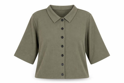 Noisy May Womens Green Polyester Basic Button-Up Size S Collared