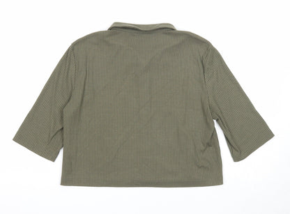 Noisy May Womens Green Polyester Basic Button-Up Size S Collared