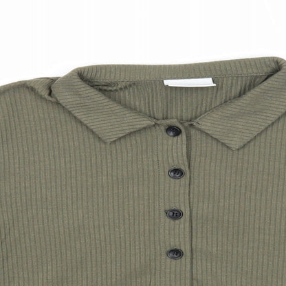 Noisy May Womens Green Polyester Basic Button-Up Size S Collared