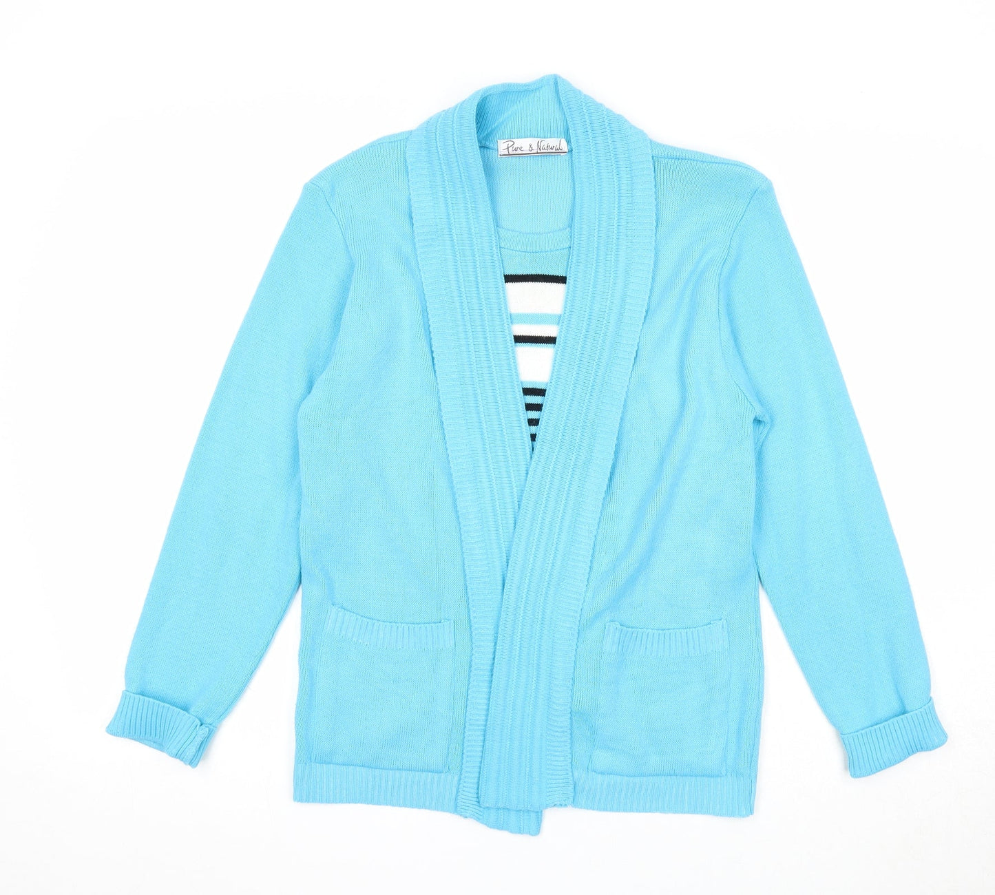 Pure & Natural Womens Blue Round Neck Acrylic Cardigan Jumper Size 6 - Twin Set