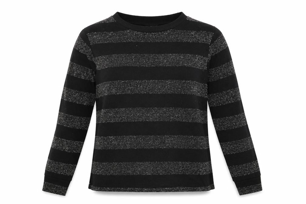 Divided Womens Black Round Neck Striped Polyester Pullover Jumper Size S