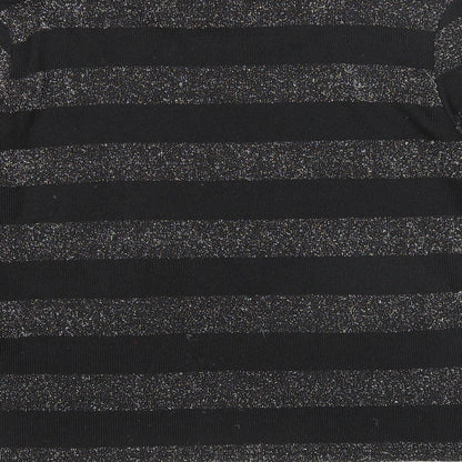 Divided Womens Black Round Neck Striped Polyester Pullover Jumper Size S
