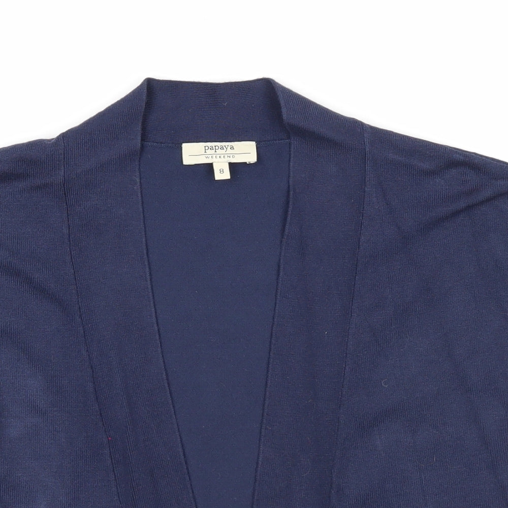 Papaya Womens Blue V-Neck Viscose Cardigan Jumper Size 8