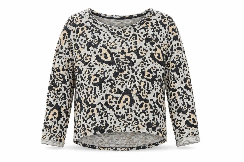 Topshop Womens Multicoloured Round Neck Animal Print Cotton Pullover Jumper Size 10 - Leopard Pattern