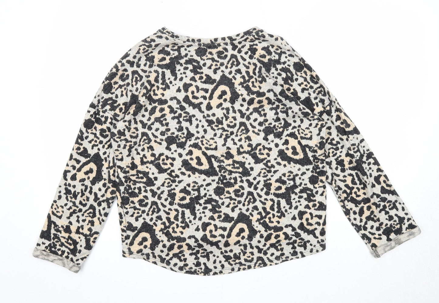 Topshop Womens Multicoloured Round Neck Animal Print Cotton Pullover Jumper Size 10 - Leopard Pattern