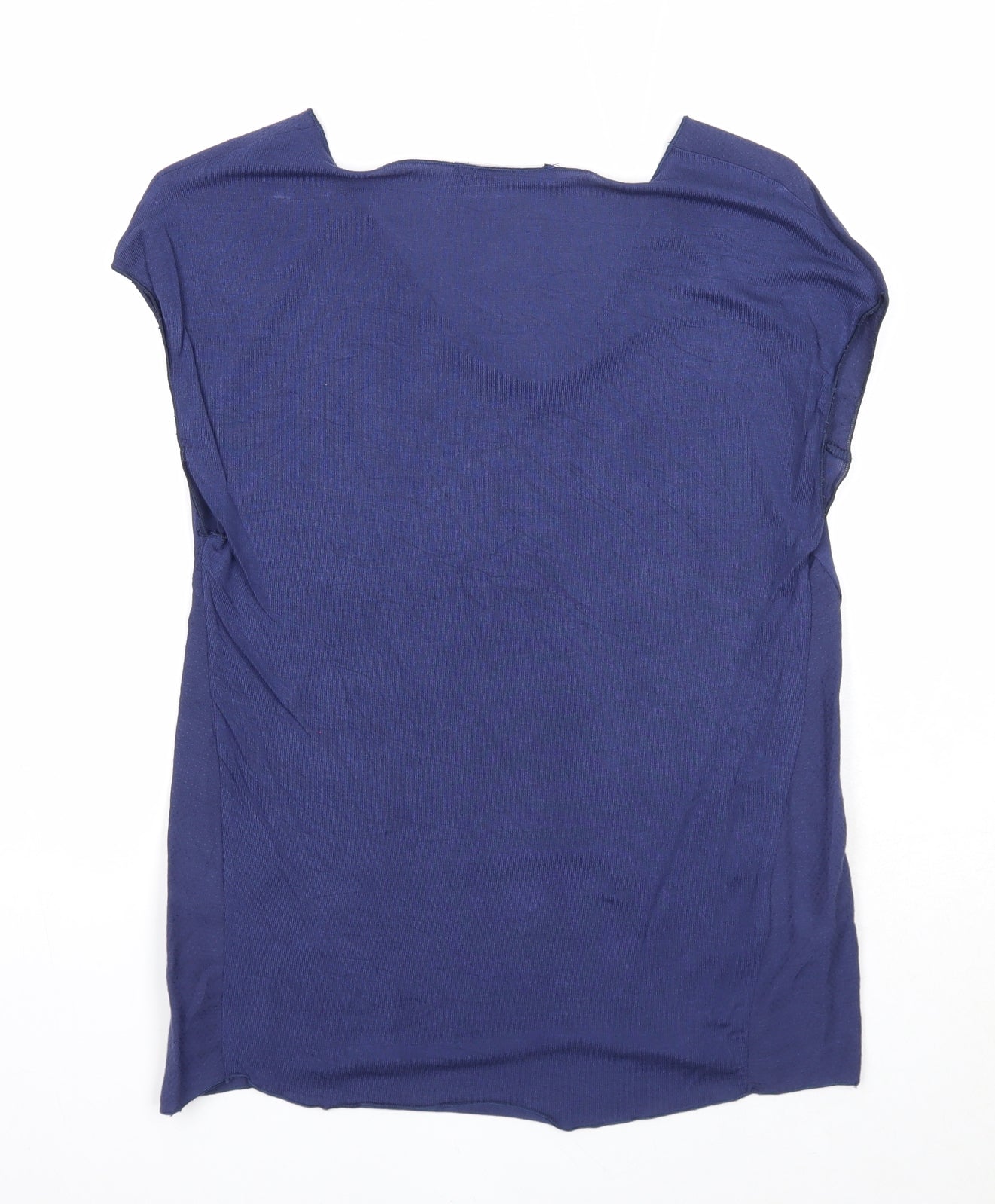 Mango Womens Blue Viscose Basic T-Shirt Size XS V-Neck
