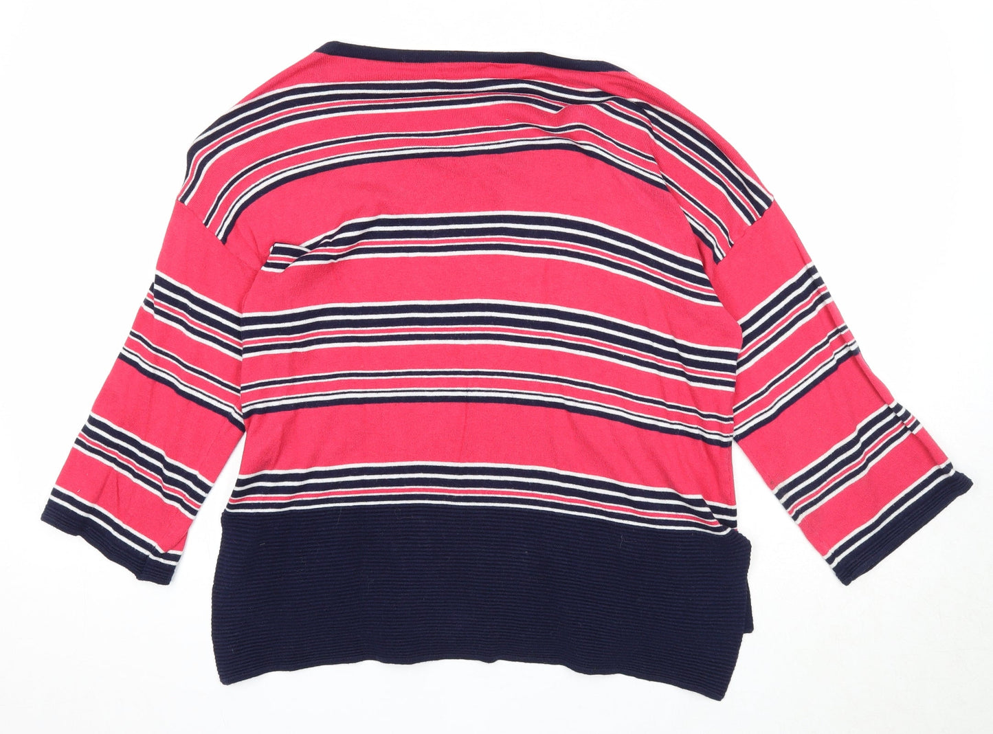 NEXT Womens Pink Round Neck Striped Cotton Pullover Jumper Size 10
