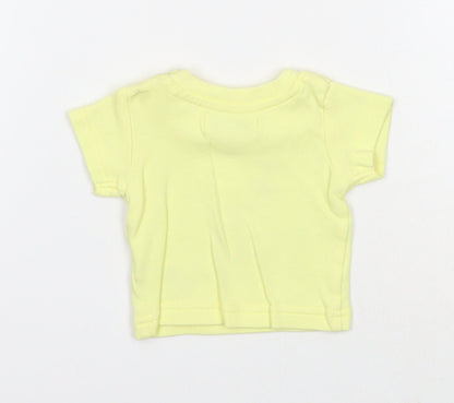 Early Days Girls Yellow Cotton Basic T-Shirt Size Newborn Round Neck Button - Beach