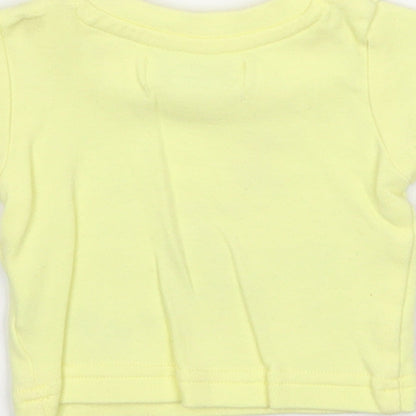 Early Days Girls Yellow Cotton Basic T-Shirt Size Newborn Round Neck Button - Beach