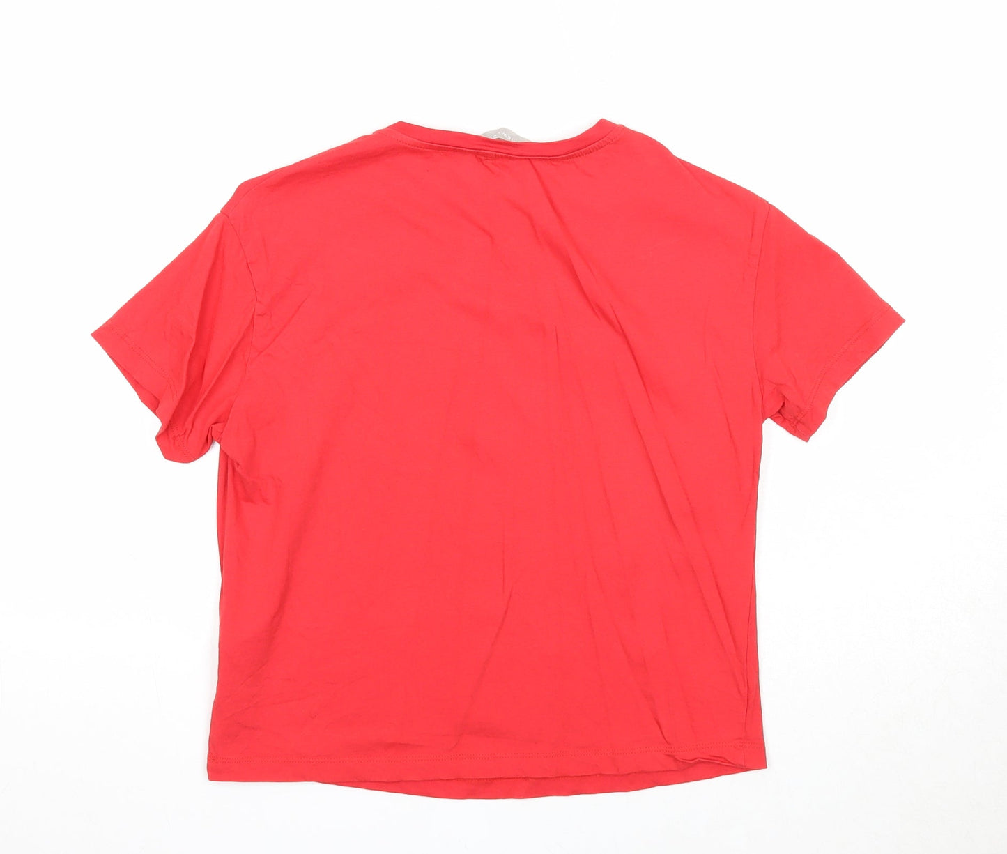 New Look Womens Red Cotton Basic T-Shirt Size XS Round Neck - Party Animal