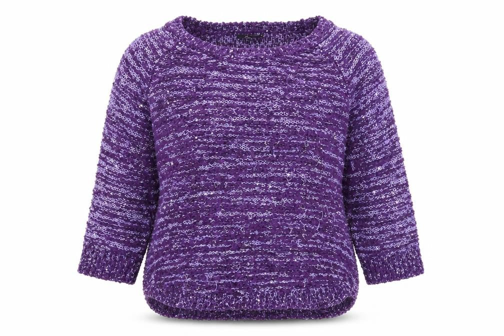 Bonmarché Womens Purple Scoop Neck Polyester Pullover Jumper Size M