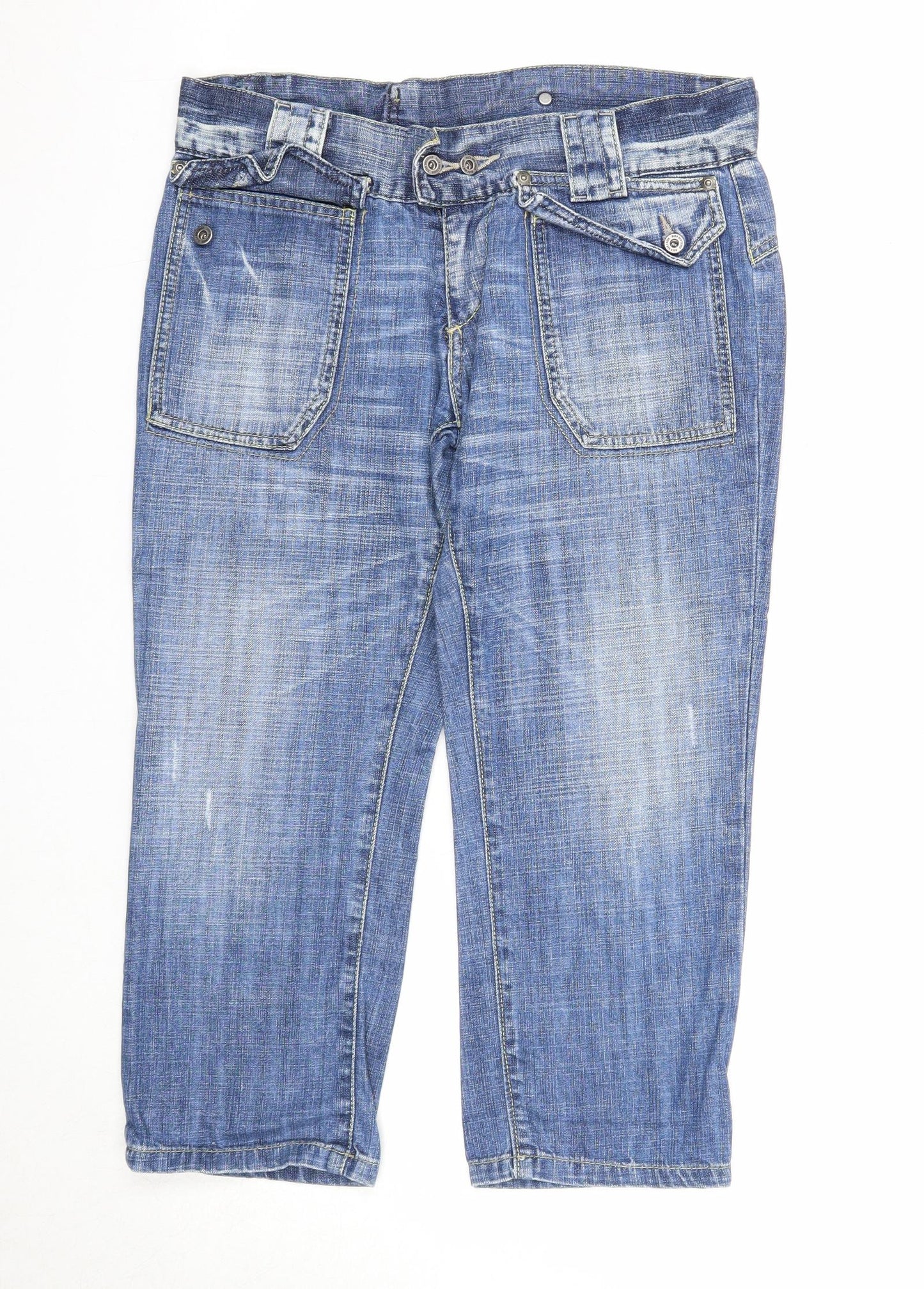 Duck and Cover Mens Blue Cotton Cropped Jeans Size 30 in Regular Zip