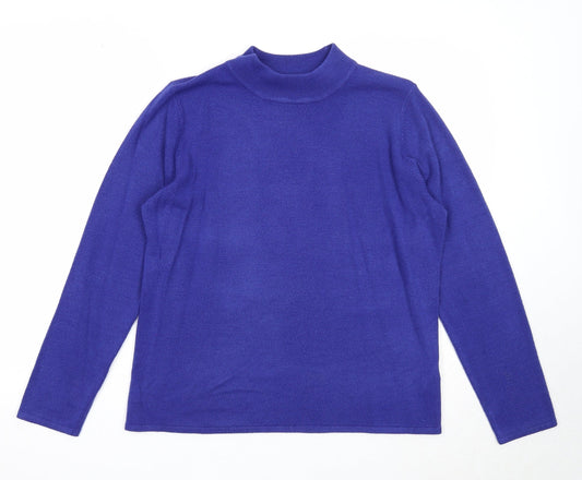 Bonmarché Womens Blue High Neck Acrylic Pullover Jumper Size M