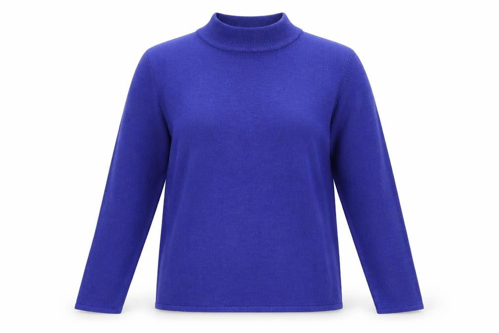 Bonmarché Womens Blue High Neck Acrylic Pullover Jumper Size M