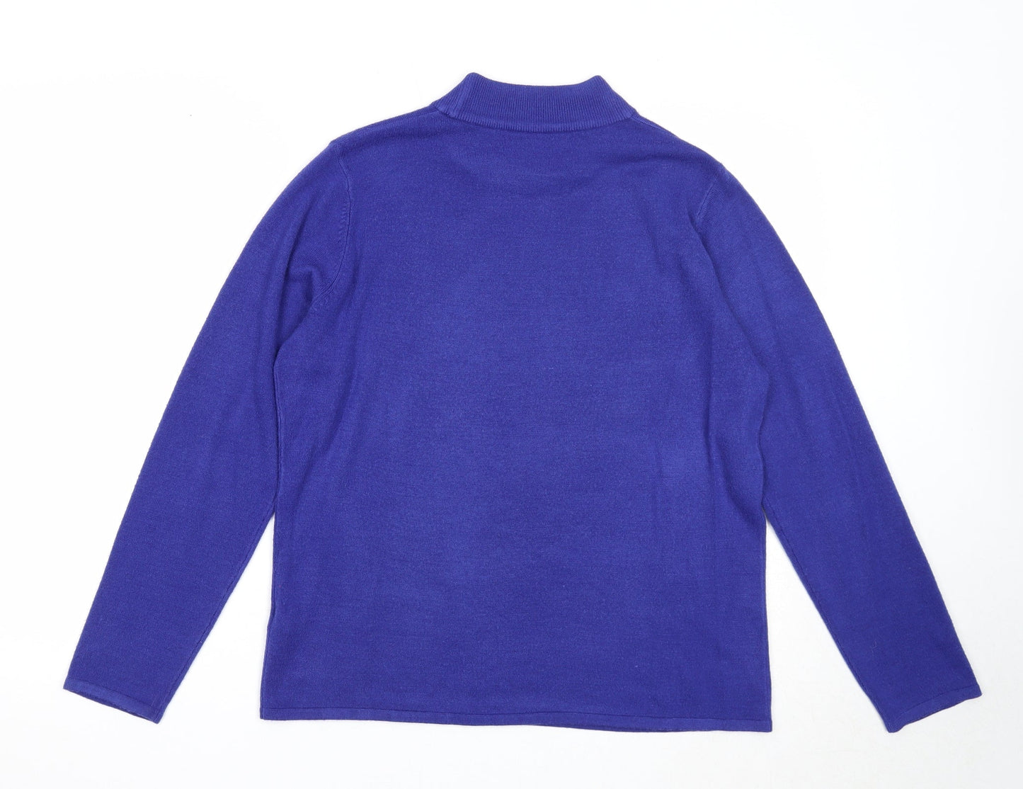 Bonmarché Womens Blue High Neck Acrylic Pullover Jumper Size M