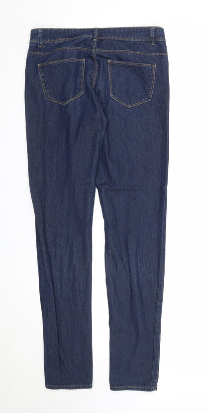 Denim & Co. Womens Blue Cotton Straight Jeans Size 10 Regular Zip