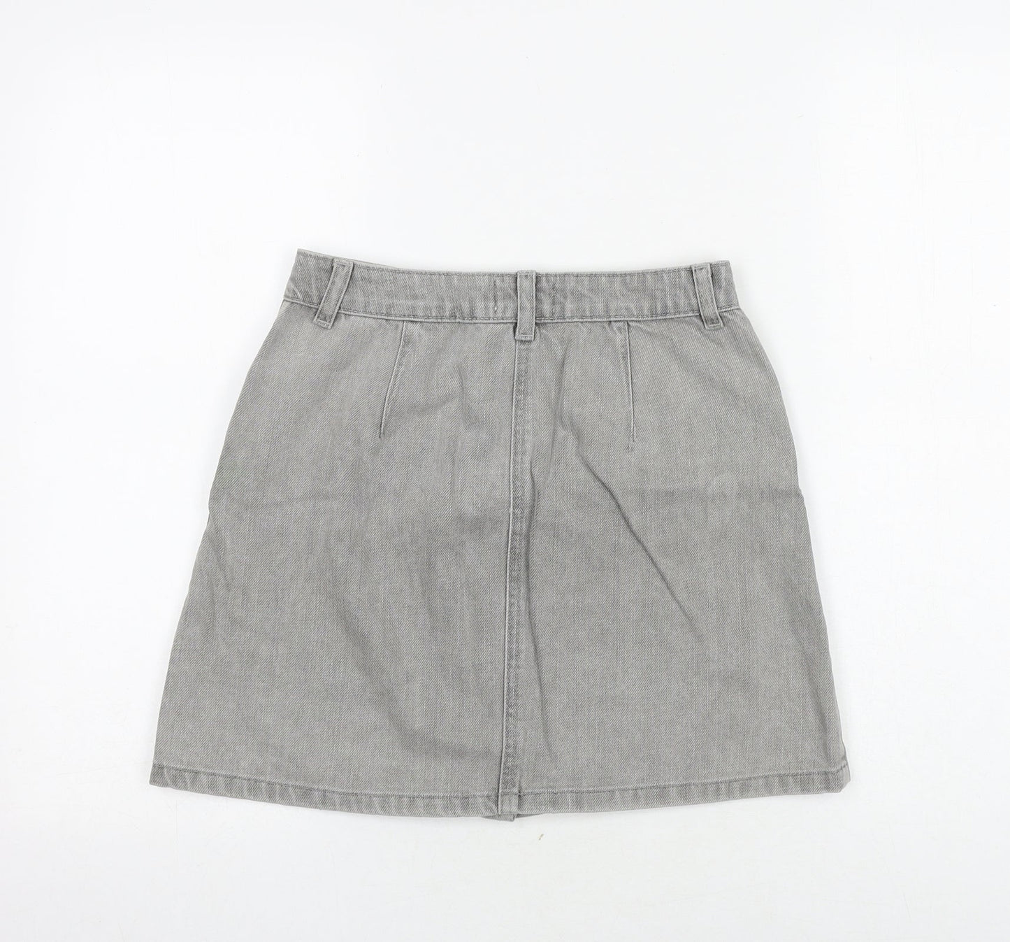 Miss Selfridge Womens Grey Cotton A-Line Skirt Size 6 Button