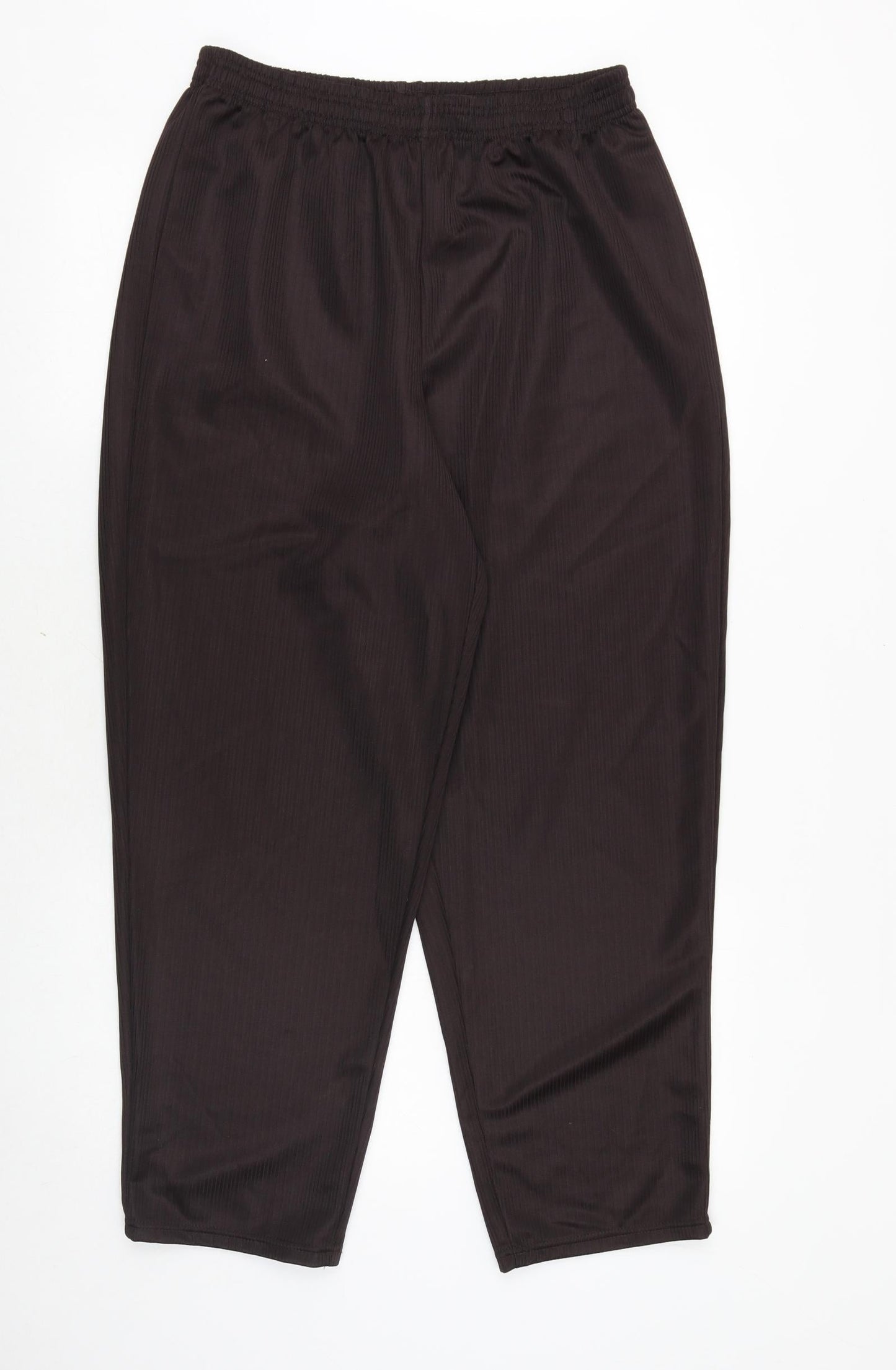 Preworn Womens Brown Polyester Trousers Size 16 Regular