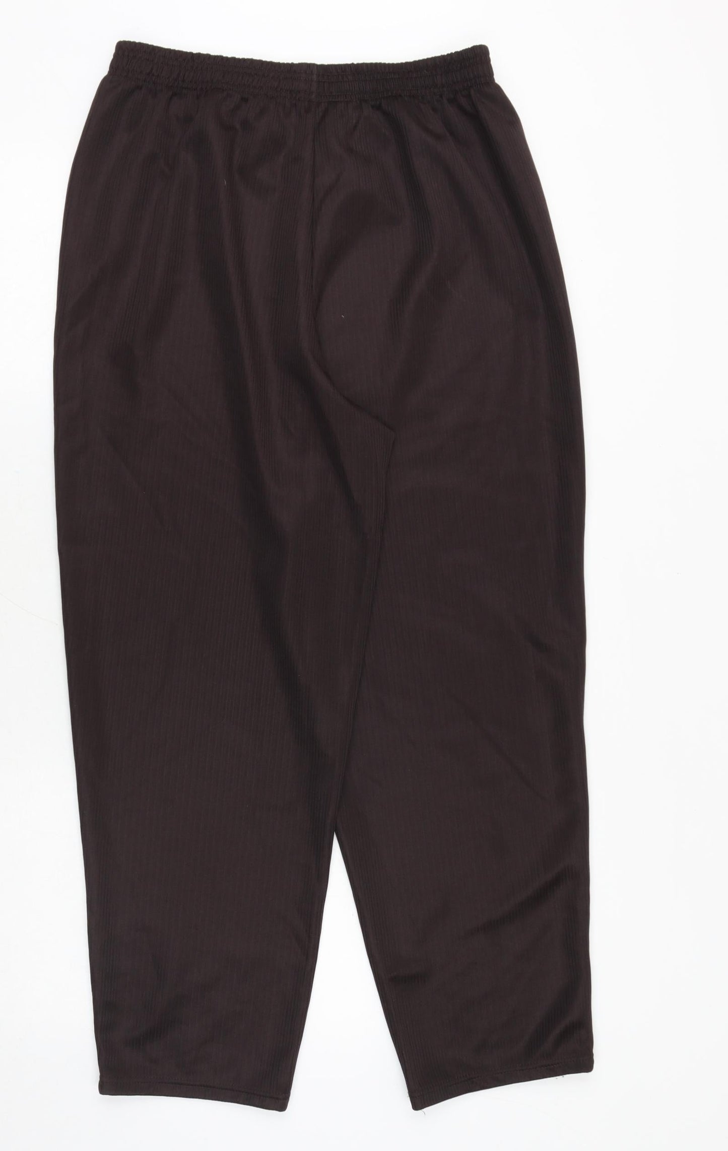 Preworn Womens Brown Polyester Trousers Size 16 Regular