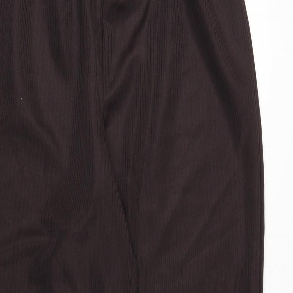 Preworn Womens Brown Polyester Trousers Size 16 Regular