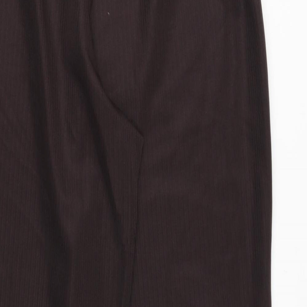 Preworn Womens Brown Polyester Trousers Size 16 Regular