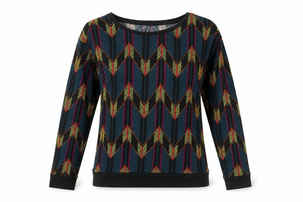 H&M Womens Multicoloured Geometric Cotton Pullover Sweatshirt Size XS Pullover