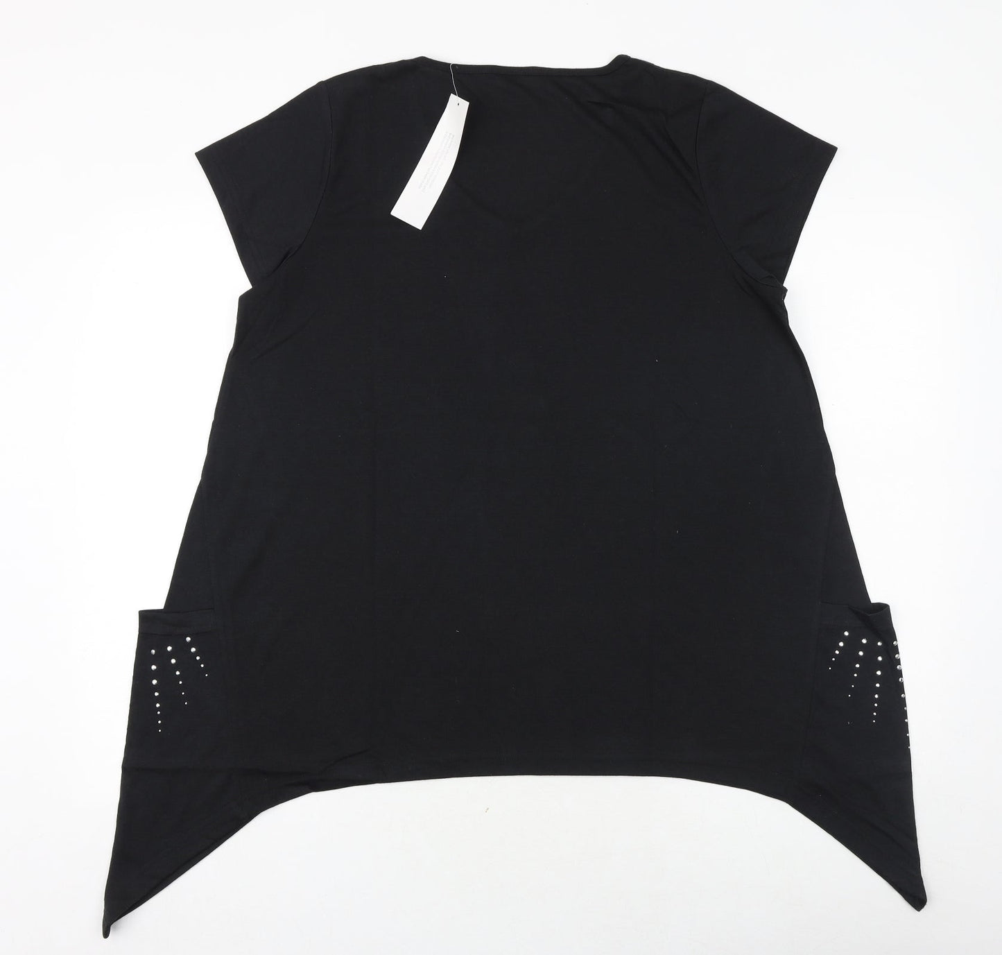 Being Casual Womens Black Polyester Basic T-Shirt Size 14 Round Neck
