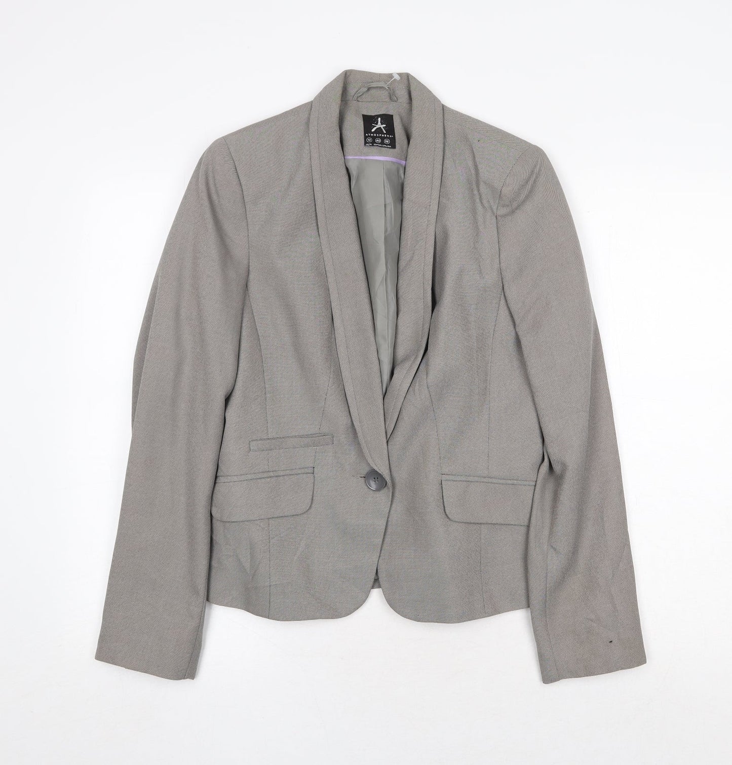 Atmosphere Womens Grey Jacket Blazer Size 12 Button
