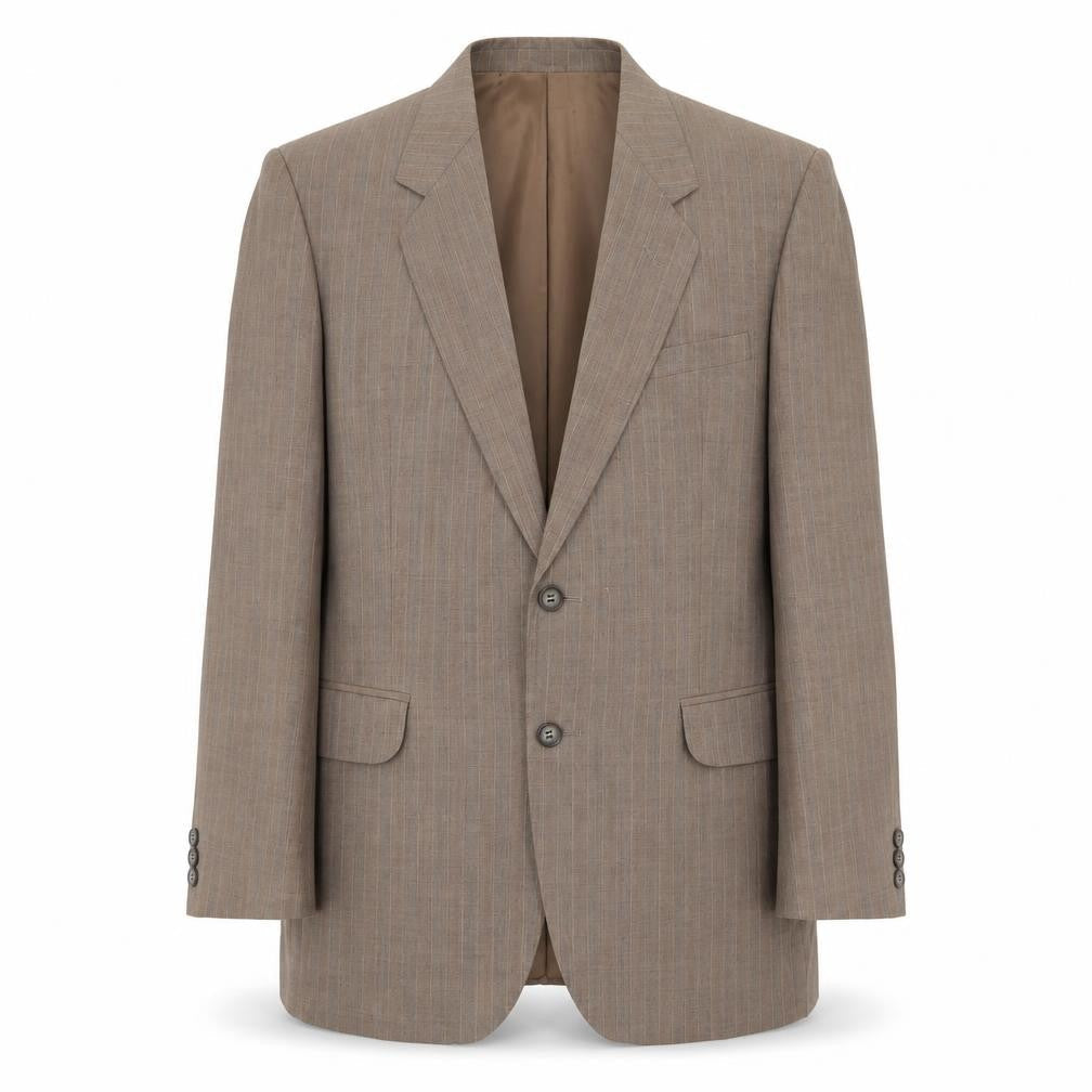Quest Mens Brown Striped Polyester Jacket Suit Jacket Size 40 Regular