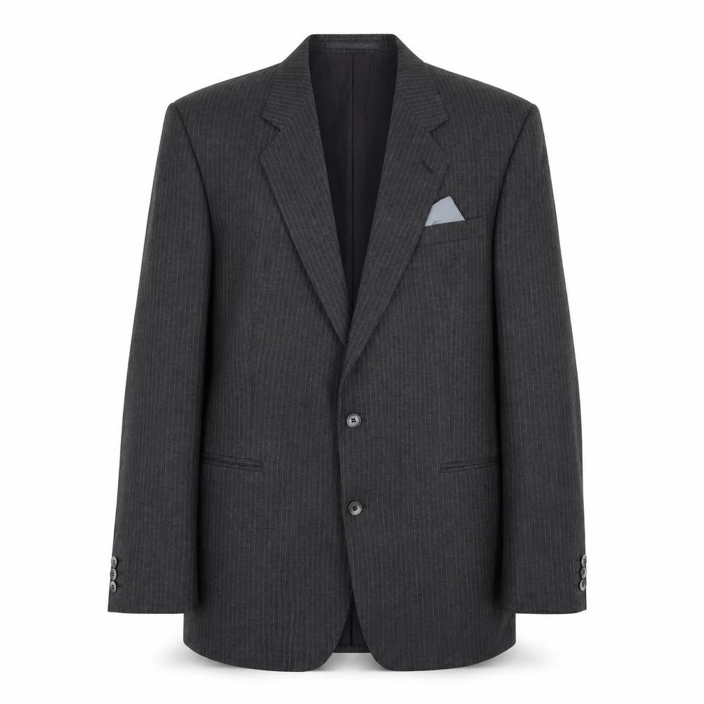 Pin Stripe Mens Grey Striped Wool Jacket Suit Jacket Size 42 Regular